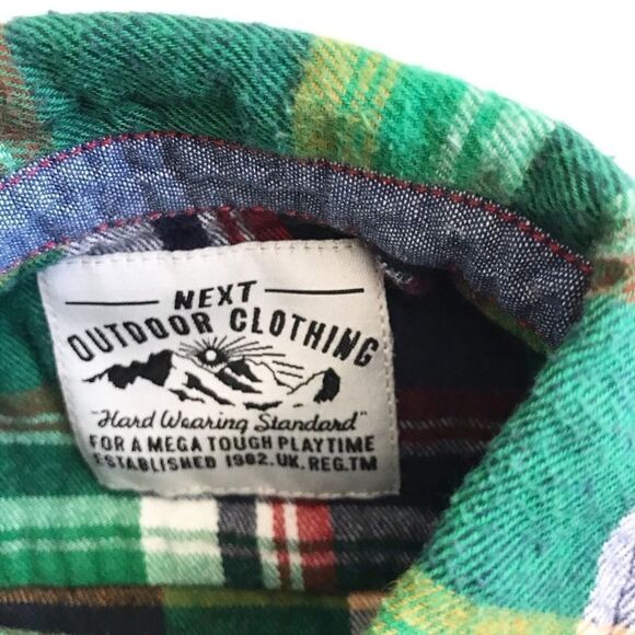 NEXT green plaid button down shirt VGUC 2/3T - Picture 3 of 5